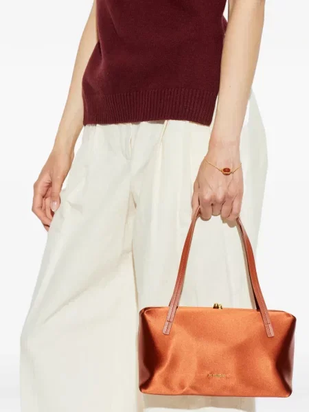 Geantă shopper Jil Sander din satin maro