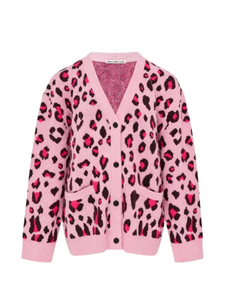 Cardigan Mardi Mercredi cu imagine cu model leopard roz