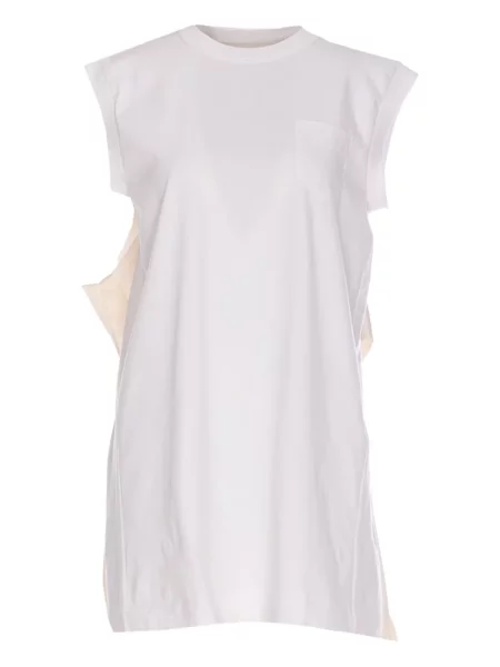 Rochie mini Sacai din jerseu de costum alb