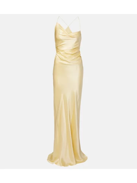 Rochie The Sei din satin drapată galben