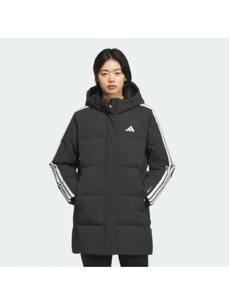 Pruhovaná péřová bunda Adidas bílá