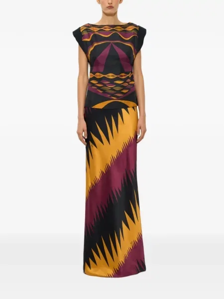 Top Pucci de mătase cu imagine negru