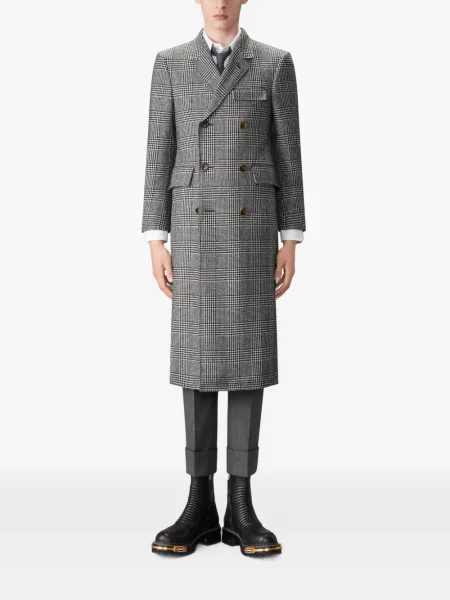 Palton Thom Browne de lână gri