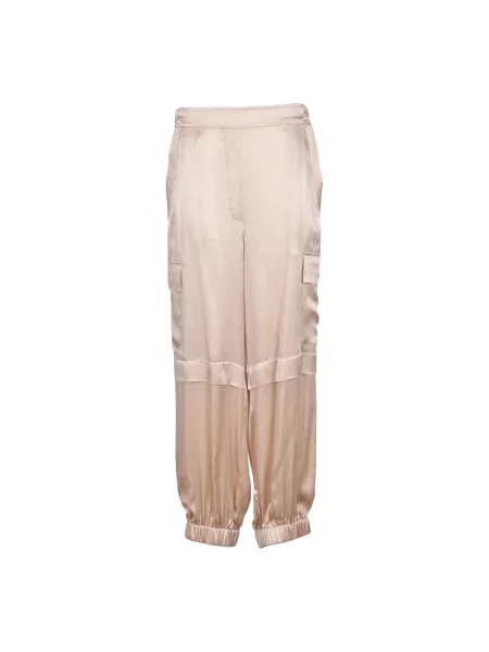 Satynowe spodnie cargo Semicouture żółte