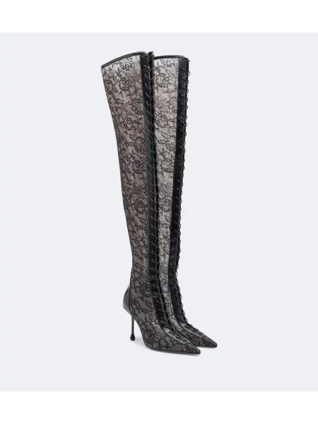 Cizme Jimmy Choo din dantelă negru