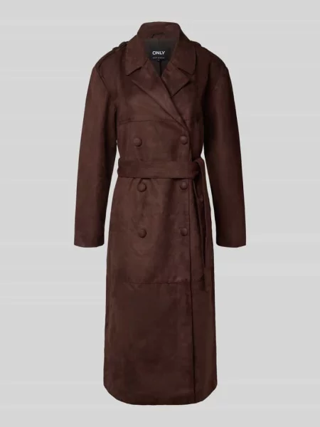 Trencz o kroju regular fit z imitacji zamszu model ‘BINE’ Only brązowy