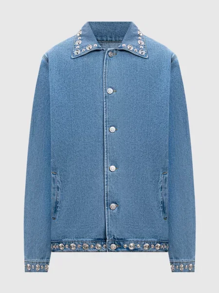 Джинсова куртка з металевими заклепками Coperni блакитна