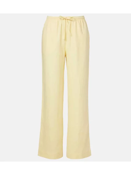 Pantaloni Asceno de in cu picior lat galben