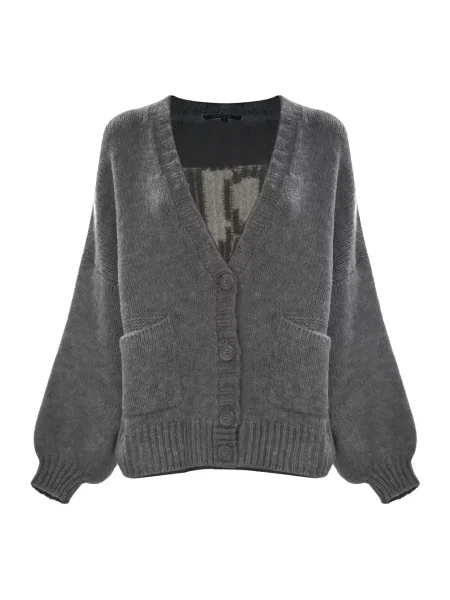 Kardigan Kocca z dekoltem w serek szary