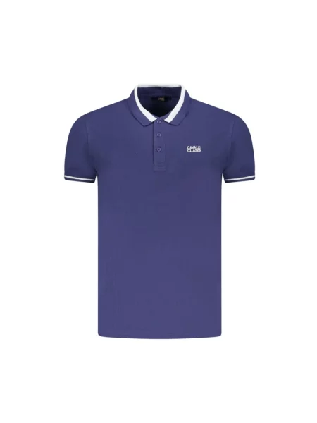 Koszulka polo Cavalli Class z krótkim rękawem niebieska