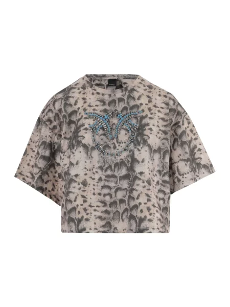 Krótka koszulka Pinko z autografem brązowa