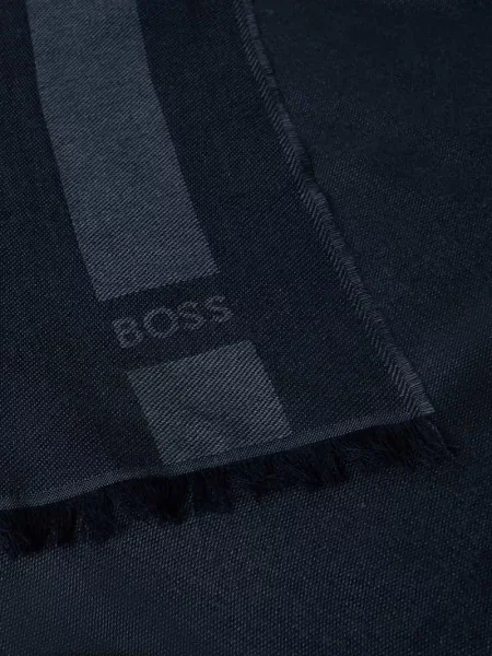 Szal Boss wełniana w paski z paskiem niebieska