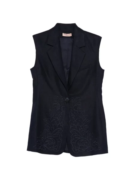 Geacă Twinset fără mâneci cu model floral albastru