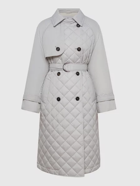 Стеганый тренч Brunello Cucinelli серый