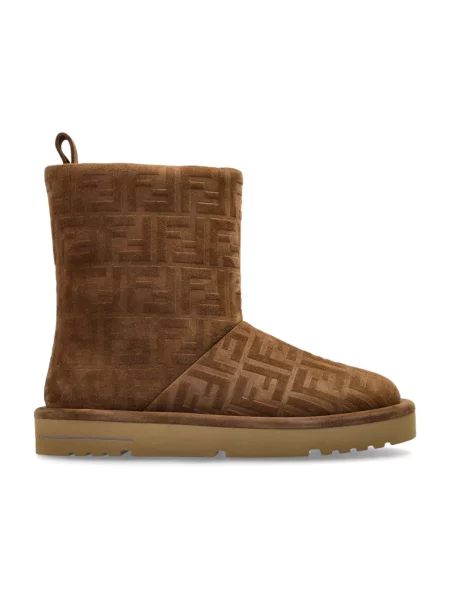 Botki Fendi skórzane brązowe