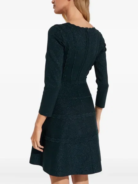 Rochie mini Needle & Thread cu decolteu în V de costum verde