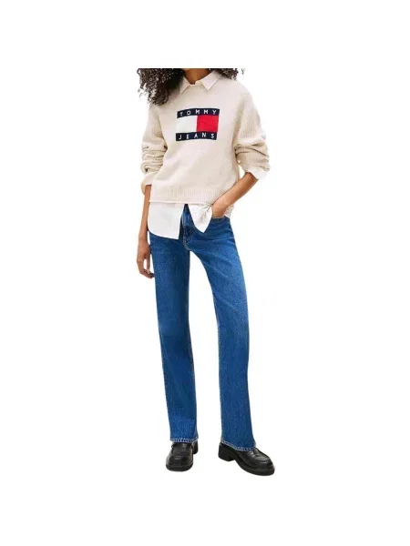 Sveter Tommy Jeans so slieňovým vzorom biela