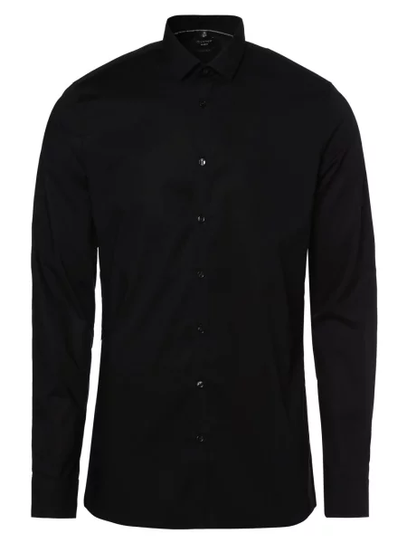 Koszula biznesowa o kroju super slim fit z popeliny z bardzo długim rękawem Olymp No. Six czarna