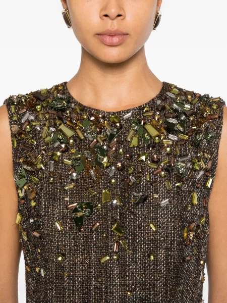 Rochie Fendi cu volane de costum maro