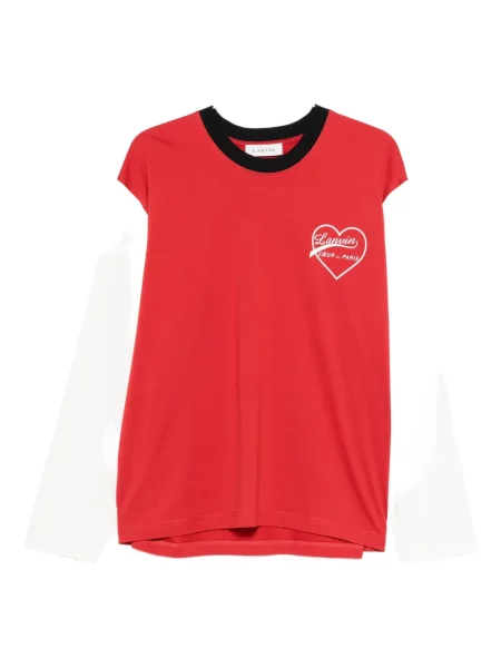 Tricou Lanvin cu motiv cu inimi lung roșu