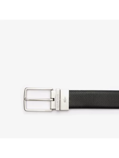 Lacoste Dwustronny Skórzany Pasek Czarny/Brązowy czarny