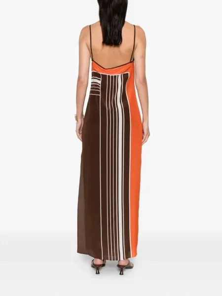 Rochie maxi Sir cu dungi de costum maro