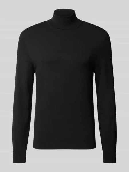 Sweter z golfem o kroju slim fit z mieszanki z prążkowanymi ściągaczami Mcneal czarny