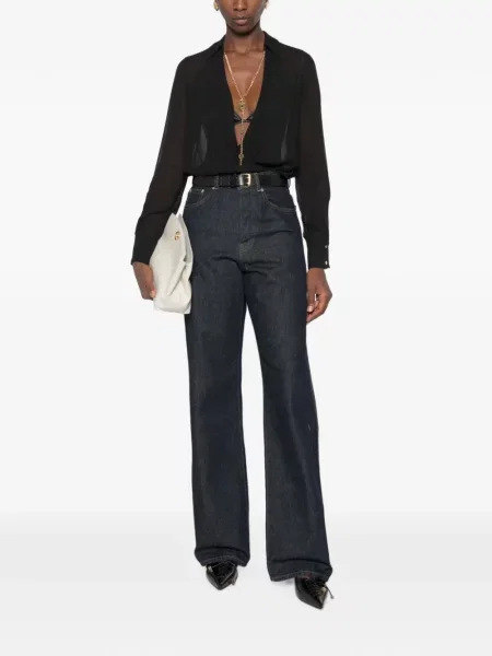 Lung top Elisabetta Franchi plic negru