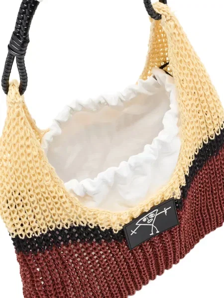 Ленена чанта Plan C кафяво