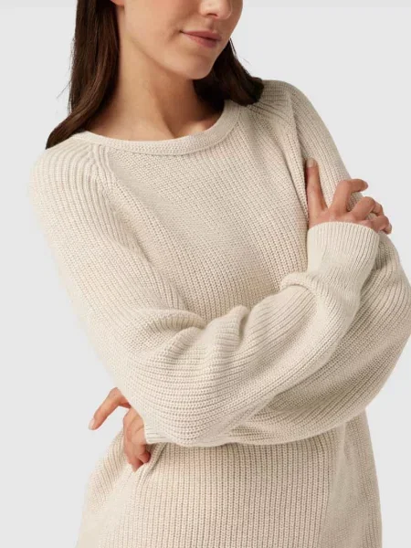Sweter z dzianiny z fakturowanym wzorem Marc O'polo beżowy