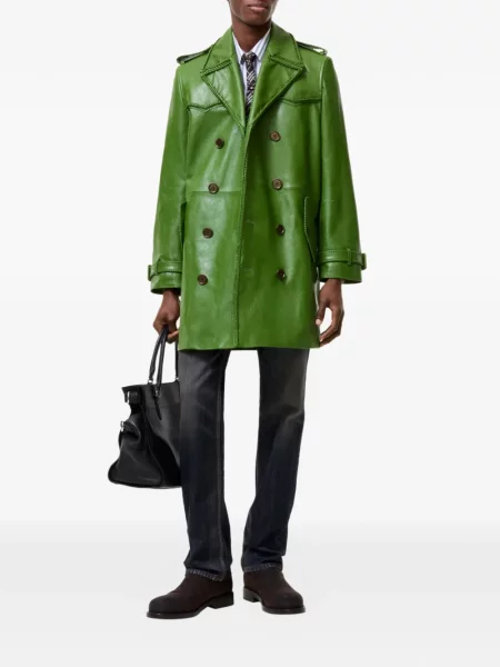 Trenci Burberry din piele verde