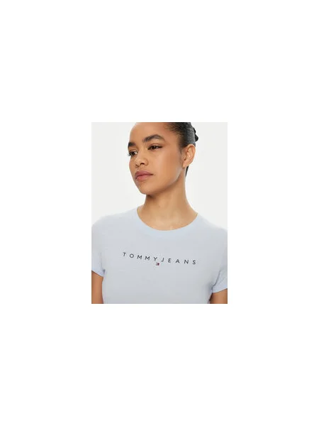 Tommy Jeans Póló Linear Slim Fit kék
