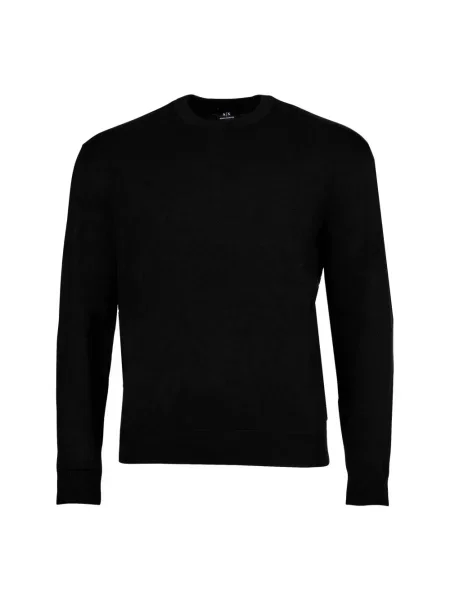 Sweter z dzianiny z okrągłym dekoltem Armani Exchange czarny