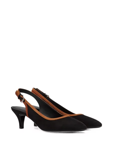 Pantofi cu toc Ferragamo din piele de căprioară slingback negru