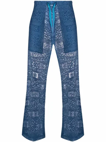 Krajkové široké kalhoty Needles modré