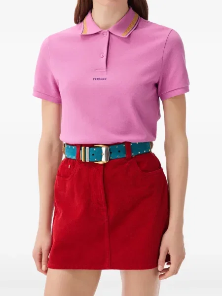 Tricou polo Versace cu autograf roz