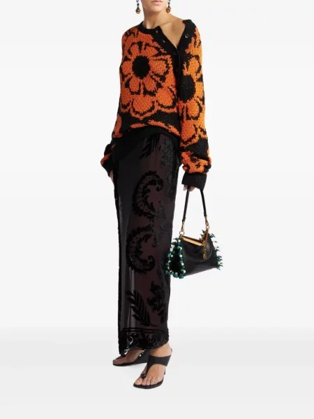 Pulover Etro cu model floral din jacard negru