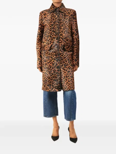 Palton Toteme cu imagine cu model leopard maro
