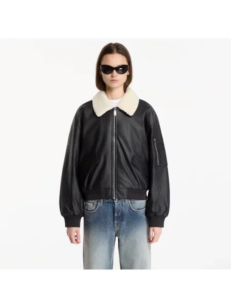 Bunda Calvin Klein Jeans Faux Leather Padded Black M černé