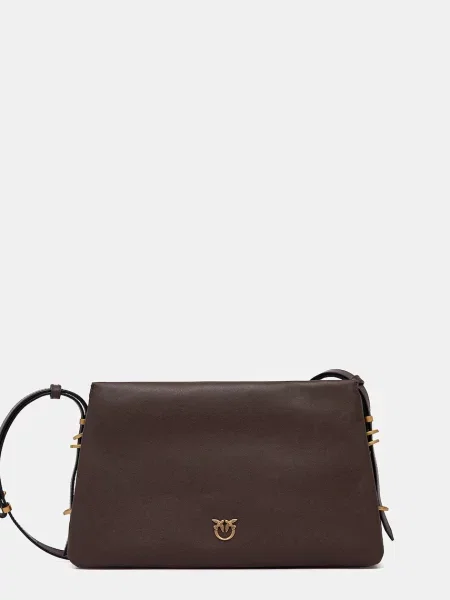 Jedwabna torebka skórzana Pinko retro brązowa