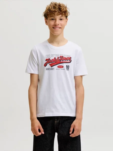 Jack & Jones Junior Tricou albastru marin / roșu intens alb