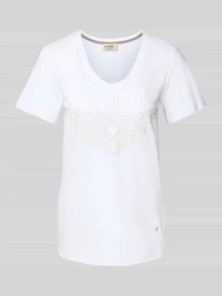 T-shirt z detalem z logo model ‘Gethi’ Mos Mosh biała