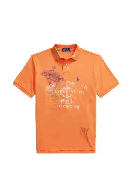 Tricou polo Polo Ralph Lauren cu autograf cu 5 buzunare în carouri gri