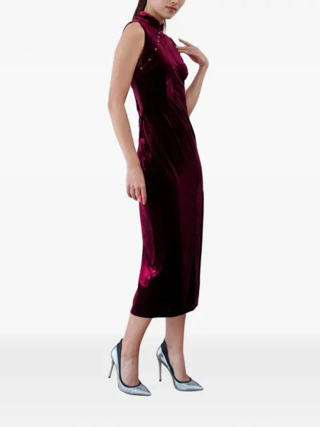 Rochie Qipology de catifea roșu
