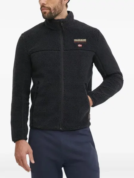 Hanorac din fleece Napapijri din fleece cu autograf negru