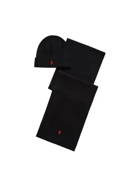 Polo Ralph Lauren czapka i szalik wełniane czarna