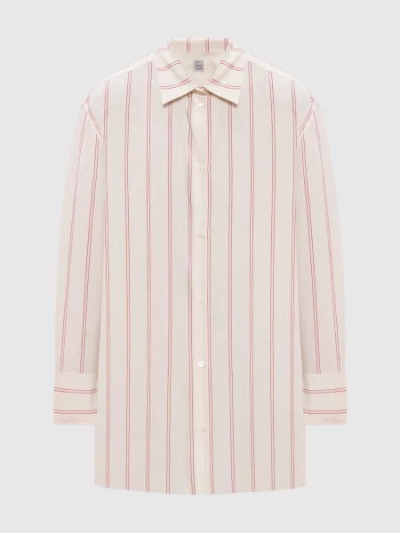 Рубашка Toteme в полоску бежевая