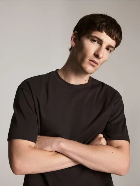 Reserved Tricou boxy din maro-închis maro