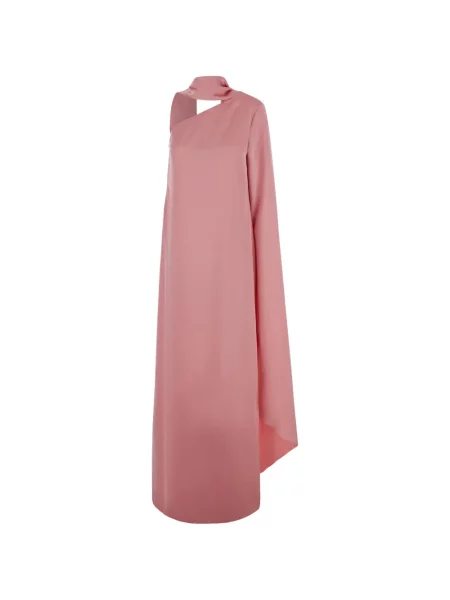 Rochie maxi Solace London drapată cu un umăr gol roz