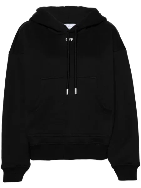 Hanorac cu glugă Off-white cu broderie alb